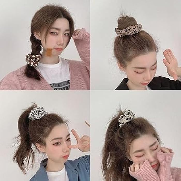 Girls Hair Bow Hair Band Hair Rope Elastic Band Scrunchie Hair Scrunchie Hair Scrunchies Hair Scrunchies Hair Bun Scrunchies Women (Random Stripe 1pcs) - Image 2